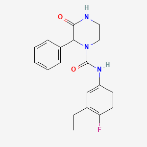 molecular formula C19H20FN3O2 B7227552 N-(3-ethyl-4-fluorophenyl)-3-oxo-2-phenylpiperazine-1-carboxamide 