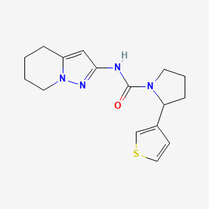 molecular formula C16H20N4OS B7227677 N-(4,5,6,7-tetrahydropyrazolo[1,5-a]pyridin-2-yl)-2-thiophen-3-ylpyrrolidine-1-carboxamide 