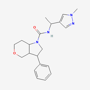 molecular formula C20H26N4O2 B7227693 N-[1-(1-methylpyrazol-4-yl)ethyl]-3-phenyl-3,3a,4,6,7,7a-hexahydro-2H-pyrano[4,3-b]pyrrole-1-carboxamide 