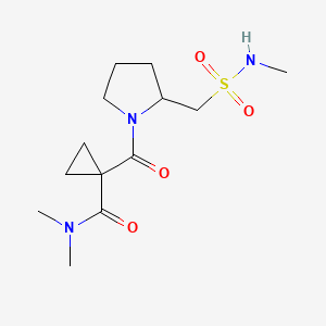 molecular formula C13H23N3O4S B7227745 N,N-dimethyl-1-[2-(methylsulfamoylmethyl)pyrrolidine-1-carbonyl]cyclopropane-1-carboxamide 