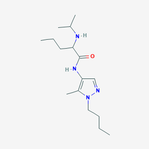 molecular formula C16H30N4O B7227773 N-(1-butyl-5-methylpyrazol-4-yl)-2-(propan-2-ylamino)pentanamide 