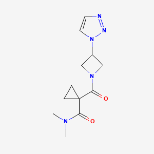molecular formula C12H17N5O2 B7227804 N,N-dimethyl-1-[3-(triazol-1-yl)azetidine-1-carbonyl]cyclopropane-1-carboxamide 