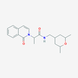 molecular formula C20H26N2O3 B7227912 N-[(2,6-dimethyloxan-4-yl)methyl]-2-(1-oxoisoquinolin-2-yl)propanamide 