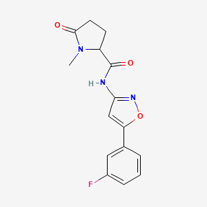 molecular formula C15H14FN3O3 B7227917 N-[5-(3-fluorophenyl)-1,2-oxazol-3-yl]-1-methyl-5-oxopyrrolidine-2-carboxamide 