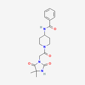 molecular formula C19H24N4O4 B7227925 N-[1-[2-(4,4-dimethyl-2,5-dioxoimidazolidin-1-yl)acetyl]piperidin-4-yl]benzamide 