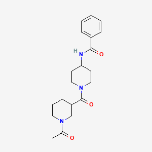 molecular formula C20H27N3O3 B7227927 N-[1-(1-acetylpiperidine-3-carbonyl)piperidin-4-yl]benzamide 