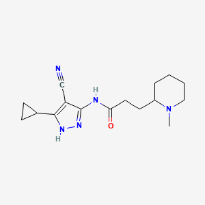 molecular formula C16H23N5O B7228010 N-(4-cyano-5-cyclopropyl-1H-pyrazol-3-yl)-3-(1-methylpiperidin-2-yl)propanamide 