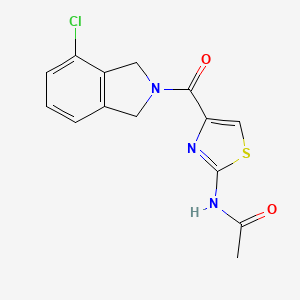molecular formula C14H12ClN3O2S B7228022 N-[4-(4-chloro-1,3-dihydroisoindole-2-carbonyl)-1,3-thiazol-2-yl]acetamide 