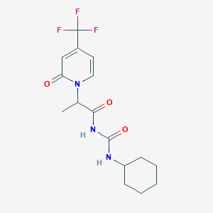 molecular formula C16H20F3N3O3 B7228158 N-(cyclohexylcarbamoyl)-2-[2-oxo-4-(trifluoromethyl)pyridin-1-yl]propanamide 