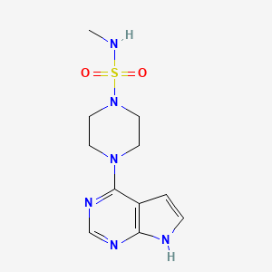 molecular formula C11H16N6O2S B7228233 N-methyl-4-(7H-pyrrolo[2,3-d]pyrimidin-4-yl)piperazine-1-sulfonamide 