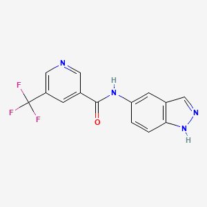 molecular formula C14H9F3N4O B7228290 N-(1H-indazol-5-yl)-5-(trifluoromethyl)pyridine-3-carboxamide 