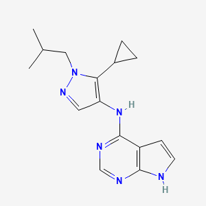 molecular formula C16H20N6 B7228303 N-[5-cyclopropyl-1-(2-methylpropyl)pyrazol-4-yl]-7H-pyrrolo[2,3-d]pyrimidin-4-amine 