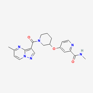 molecular formula C20H22N6O3 B7228328 N-methyl-4-[1-(5-methylpyrazolo[1,5-a]pyrimidine-3-carbonyl)piperidin-3-yl]oxypyridine-2-carboxamide 