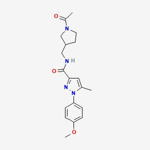 molecular formula C19H24N4O3 B7228363 N-[(1-acetylpyrrolidin-3-yl)methyl]-1-(4-methoxyphenyl)-5-methylpyrazole-3-carboxamide 