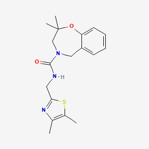 molecular formula C18H23N3O2S B7228370 N-[(4,5-dimethyl-1,3-thiazol-2-yl)methyl]-2,2-dimethyl-3,5-dihydro-1,4-benzoxazepine-4-carboxamide 