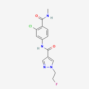 molecular formula C14H14ClFN4O2 B7228376 N-[3-chloro-4-(methylcarbamoyl)phenyl]-1-(2-fluoroethyl)pyrazole-4-carboxamide 