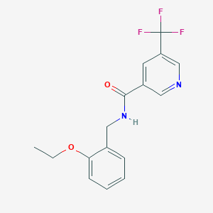 molecular formula C16H15F3N2O2 B7228384 N-[(2-ethoxyphenyl)methyl]-5-(trifluoromethyl)pyridine-3-carboxamide 