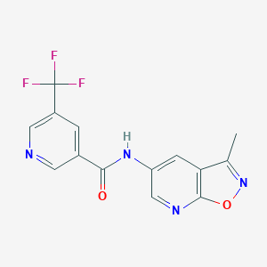 molecular formula C14H9F3N4O2 B7228437 N-(3-methyl-[1,2]oxazolo[5,4-b]pyridin-5-yl)-5-(trifluoromethyl)pyridine-3-carboxamide 