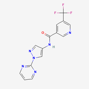molecular formula C14H9F3N6O B7228445 N-(1-pyrimidin-2-ylpyrazol-4-yl)-5-(trifluoromethyl)pyridine-3-carboxamide 