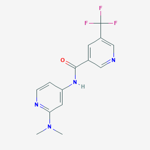 molecular formula C14H13F3N4O B7228494 N-[2-(dimethylamino)pyridin-4-yl]-5-(trifluoromethyl)pyridine-3-carboxamide 