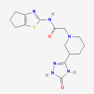 molecular formula C15H20N6O2S B7228527 N-(5,6-dihydro-4H-cyclopenta[d][1,3]thiazol-2-yl)-2-[3-(5-oxo-1,4-dihydro-1,2,4-triazol-3-yl)piperidin-1-yl]acetamide 