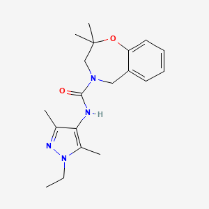 molecular formula C19H26N4O2 B7228565 N-(1-ethyl-3,5-dimethylpyrazol-4-yl)-2,2-dimethyl-3,5-dihydro-1,4-benzoxazepine-4-carboxamide 