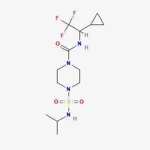 molecular formula C13H23F3N4O3S B7228575 N-(1-cyclopropyl-2,2,2-trifluoroethyl)-4-(propan-2-ylsulfamoyl)piperazine-1-carboxamide 