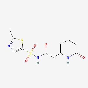 molecular formula C11H15N3O4S2 B7228588 N-[(2-methyl-1,3-thiazol-5-yl)sulfonyl]-2-(6-oxopiperidin-2-yl)acetamide 