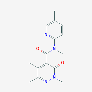 molecular formula C15H18N4O2 B7228839 N,2,5,6-tetramethyl-N-(5-methylpyridin-2-yl)-3-oxopyridazine-4-carboxamide 