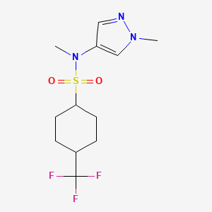 molecular formula C12H18F3N3O2S B7228861 N-methyl-N-(1-methylpyrazol-4-yl)-4-(trifluoromethyl)cyclohexane-1-sulfonamide 