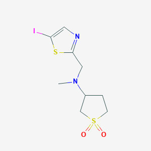 molecular formula C9H13IN2O2S2 B7228950 N-[(5-iodo-1,3-thiazol-2-yl)methyl]-N-methyl-1,1-dioxothiolan-3-amine 