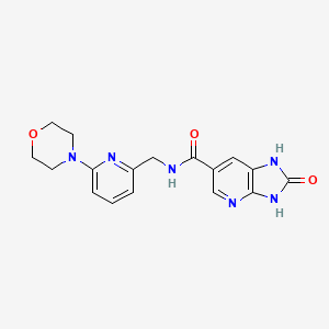 molecular formula C17H18N6O3 B7229148 N-[(6-morpholin-4-ylpyridin-2-yl)methyl]-2-oxo-1,3-dihydroimidazo[4,5-b]pyridine-6-carboxamide 