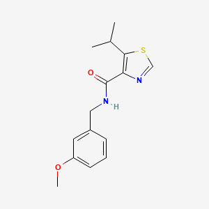 molecular formula C15H18N2O2S B7229253 N-[(3-methoxyphenyl)methyl]-5-propan-2-yl-1,3-thiazole-4-carboxamide 