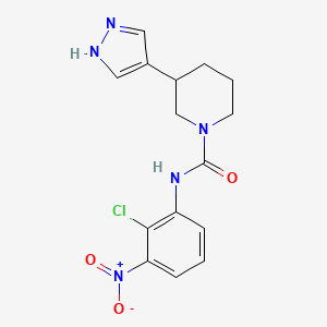 molecular formula C15H16ClN5O3 B7229263 N-(2-chloro-3-nitrophenyl)-3-(1H-pyrazol-4-yl)piperidine-1-carboxamide 