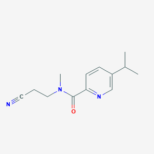 molecular formula C13H17N3O B7229280 N-(2-cyanoethyl)-N-methyl-5-propan-2-ylpyridine-2-carboxamide 