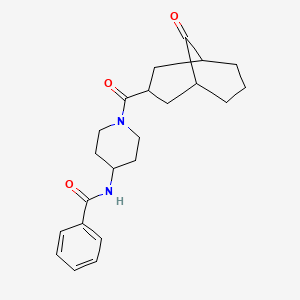 molecular formula C22H28N2O3 B7229415 N-[1-(9-oxobicyclo[3.3.1]nonane-3-carbonyl)piperidin-4-yl]benzamide 