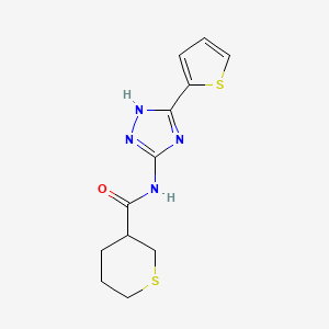 molecular formula C12H14N4OS2 B7229474 N-(5-thiophen-2-yl-1H-1,2,4-triazol-3-yl)thiane-3-carboxamide 