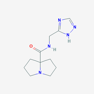 molecular formula C11H17N5O B7229533 N-(1H-1,2,4-triazol-5-ylmethyl)-1,2,3,5,6,7-hexahydropyrrolizine-8-carboxamide 