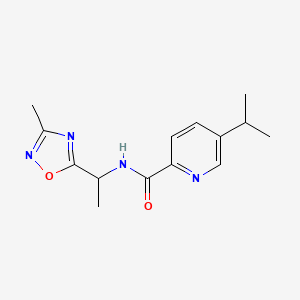 molecular formula C14H18N4O2 B7229597 N-[1-(3-methyl-1,2,4-oxadiazol-5-yl)ethyl]-5-propan-2-ylpyridine-2-carboxamide 