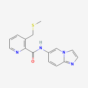 molecular formula C15H14N4OS B7229709 N-imidazo[1,2-a]pyridin-6-yl-3-(methylsulfanylmethyl)pyridine-2-carboxamide 