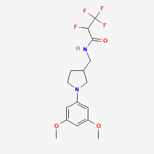 molecular formula C16H20F4N2O3 B7229747 N-[[1-(3,5-dimethoxyphenyl)pyrrolidin-3-yl]methyl]-2,3,3,3-tetrafluoropropanamide 