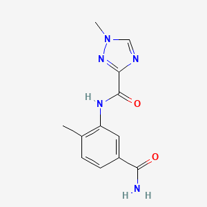 molecular formula C12H13N5O2 B7229753 N-(5-carbamoyl-2-methylphenyl)-1-methyl-1,2,4-triazole-3-carboxamide 