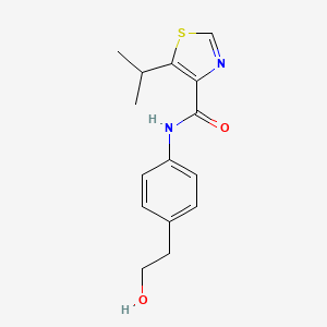 molecular formula C15H18N2O2S B7229785 N-[4-(2-hydroxyethyl)phenyl]-5-propan-2-yl-1,3-thiazole-4-carboxamide 