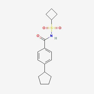 molecular formula C16H21NO3S B7229858 N-cyclobutylsulfonyl-4-cyclopentylbenzamide 