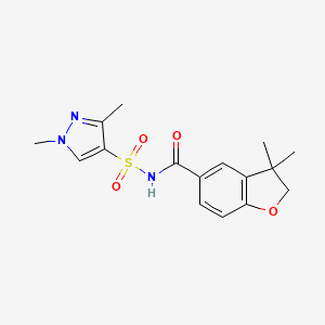 molecular formula C16H19N3O4S B7229907 N-(1,3-dimethylpyrazol-4-yl)sulfonyl-3,3-dimethyl-2H-1-benzofuran-5-carboxamide 