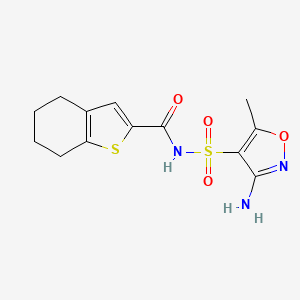 molecular formula C13H15N3O4S2 B7229920 N-[(3-amino-5-methyl-1,2-oxazol-4-yl)sulfonyl]-4,5,6,7-tetrahydro-1-benzothiophene-2-carboxamide 