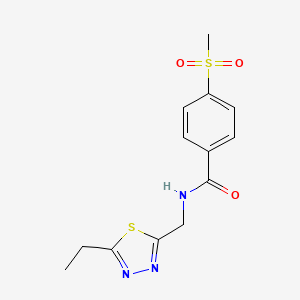 molecular formula C13H15N3O3S2 B7229948 N-[(5-ethyl-1,3,4-thiadiazol-2-yl)methyl]-4-methylsulfonylbenzamide 