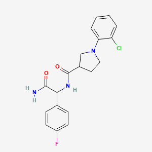 molecular formula C19H19ClFN3O2 B7230024 N-[2-amino-1-(4-fluorophenyl)-2-oxoethyl]-1-(2-chlorophenyl)pyrrolidine-3-carboxamide 
