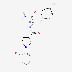 molecular formula C20H21ClFN3O2 B7230133 N-[1-amino-3-(4-chlorophenyl)-1-oxopropan-2-yl]-1-(2-fluorophenyl)pyrrolidine-3-carboxamide 