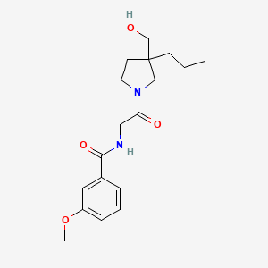 molecular formula C18H26N2O4 B7230293 N-[2-[3-(hydroxymethyl)-3-propylpyrrolidin-1-yl]-2-oxoethyl]-3-methoxybenzamide 